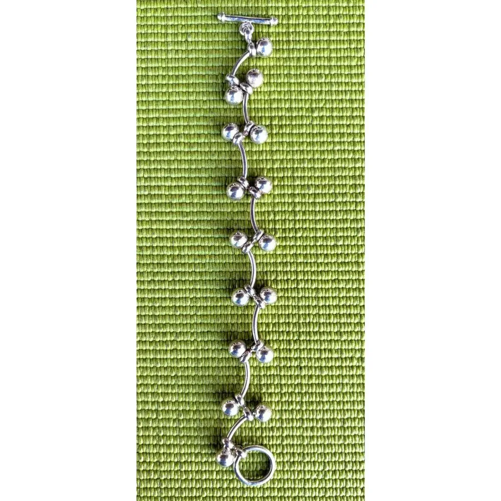 Vintage Peru 950 Sterling Silver Sphere Berry Chain Link Bracelet 8